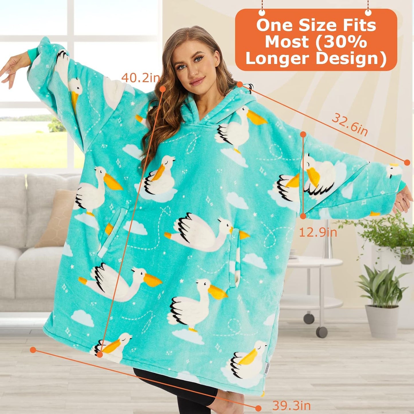 Wearable Blanket Hoodie, Oversized Sherpa Hooded Blanket Sweatshirt, Super Warm and Cozy Hoodie Blanket for Women Men Adults