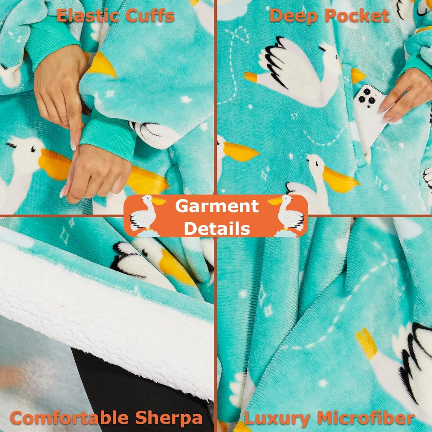 Wearable Blanket Hoodie, Oversized Sherpa Hooded Blanket Sweatshirt, Super Warm and Cozy Hoodie Blanket for Women Men Adults