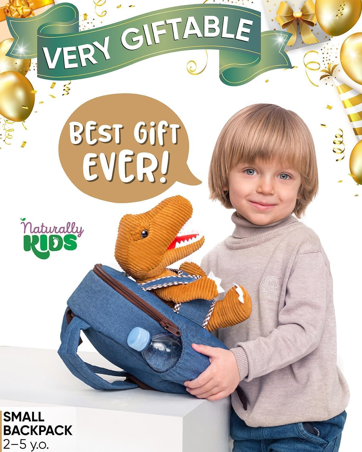 【Upgraded】 Toddler Backpack with Detachable Dinosaur Toy for Boys | Side & Inner Pockets, Reflective Logo | Dinosaur Backpack for Kids 3-5
